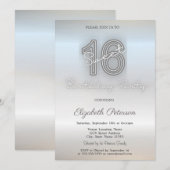 Moderne minimalistische zilveren zoet 16 kaart (Voorkant / Achterkant)