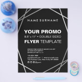 Moderne Minimalistische Zilveren Zwarte Geometrisc Flyer (Enkel)