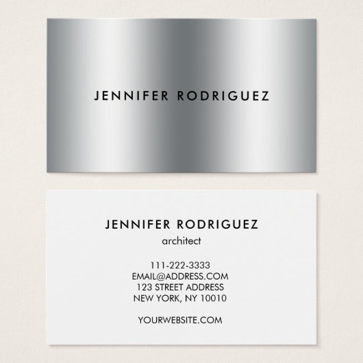 Moderne, minimalistische zilvermetaalprofessional visitekaartje (Voorkant /achterkant)