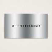 Moderne, minimalistische zilvermetaalprofessional visitekaartje (Voorkant)