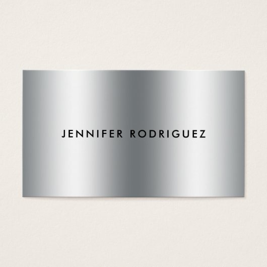 Moderne, minimalistische zilvermetaalprofessional visitekaartje (Voorkant)