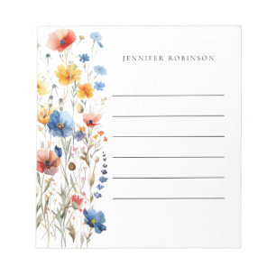 Moderne Minimalistische Zomer Wilde Bloemen met Na Notitieblok