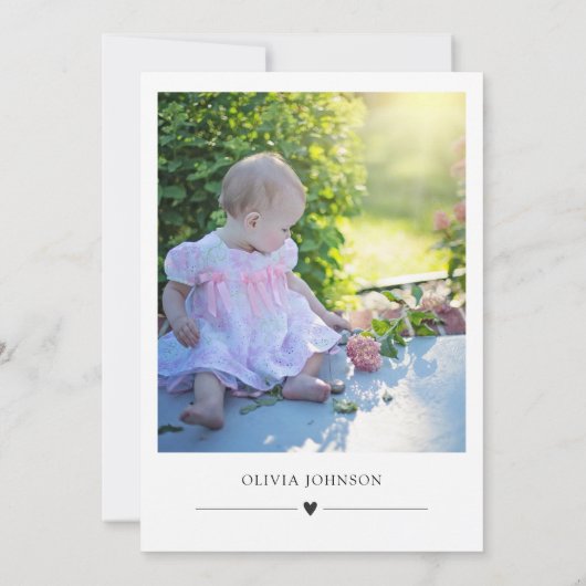 Moderne minimalistische zonnebloem 1ste verjaardag kaart (Achterkant)