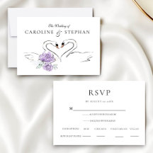 Moderne Minimalistische Zwanen RSVP-kaart met maal