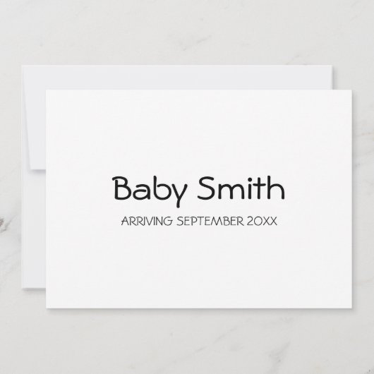 Moderne minimalistische zwangerschapsuitkondigings aankondiging (Achterkant)