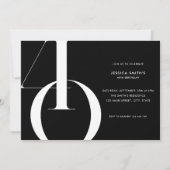 Moderne minimalistische zwart 40e verjaardag kaart (Voorkant)