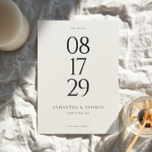 Moderne minimalistische zwart & Ecru bruiloft Save The Date