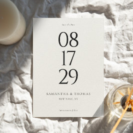 Moderne minimalistische zwart & Ecru bruiloft Save The Date