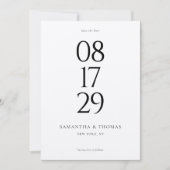 Moderne minimalistische zwart & Ecru bruiloft Save The Date (Voorkant)