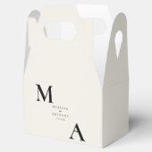 Moderne minimalistische zwart en Ecru bruiloft Bedankdoosjes (Geopend)