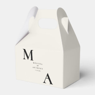 Moderne minimalistische zwart en Ecru bruiloft Bedankdoosjes