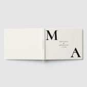 Moderne minimalistische zwart en Ecru bruiloft Gastenboek (Volledig)