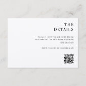 Moderne minimalistische zwart en Ecru bruiloft Informatiekaartje (Voorkant)