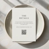 Moderne minimalistische zwart en Ecru bruiloft Informatiekaartje