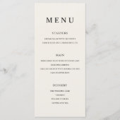 Moderne minimalistische zwart en Ecru bruiloft Menu (Voorkant)