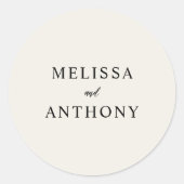 Moderne minimalistische zwart en Ecru bruiloft Ronde Sticker (Voorkant)
