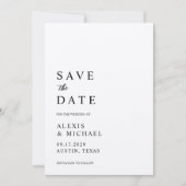 Moderne minimalistische zwart en Ecru bruiloft Save The Date (Voorkant)