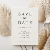 Moderne minimalistische zwart en Ecru bruiloft Save The Date
