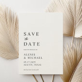 Moderne minimalistische zwart en Ecru bruiloft Save The Date