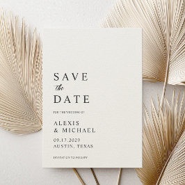 Moderne minimalistische zwart en Ecru bruiloft Save The Date