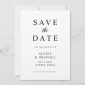 Moderne minimalistische zwart en Ecru bruiloft Save The Date (Voorkant)