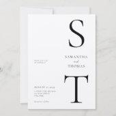 Moderne minimalistische zwart en Ecru monogram bru Kaart (Voorkant)