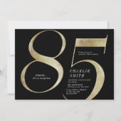 Moderne minimalistische zwart en goud 85e verjaard kaart (Voorkant)