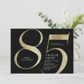 Moderne minimalistische zwart en goud 85e verjaard kaart (Staand voorkant)
