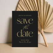 Moderne minimalistische zwart en goud chique bruil save the date