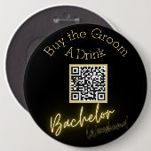 Moderne minimalistische zwart en goud vrijgezelle  ronde button 6,0 cm (Voorkant /achterkant)