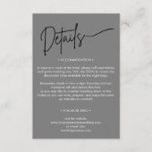 Moderne minimalistische zwart en grijs bruiloft de informatiekaartje (Voorkant)