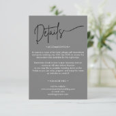Moderne minimalistische zwart en grijs bruiloft de informatiekaartje (Staand voorkant)
