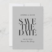 Moderne minimalistische zwart en grijs chique brui save the date (Voorkant)