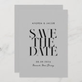 Moderne minimalistische zwart en grijs chique brui save the date (Voorkant / Achterkant)