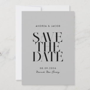 Moderne minimalistische zwart en grijs chique brui save the date