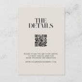 Moderne minimalistische zwart en ivoor chique brui informatiekaartje (Voorkant)