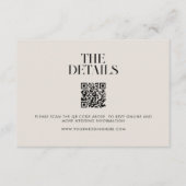 Moderne minimalistische zwart en ivoor chique brui informatiekaartje (Voorkant)