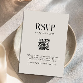 Moderne minimalistische zwart en ivoor chique brui RSVP kaartje