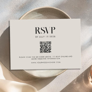Moderne minimalistische zwart en ivoor chique brui RSVP kaartje
