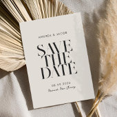 Moderne minimalistische zwart en ivoor chique brui save the date
