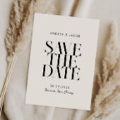 Moderne minimalistische zwart en ivoor chique brui save the date