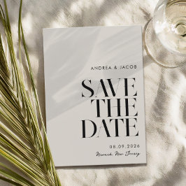 Moderne minimalistische zwart en ivoor chique brui save the date