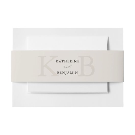 Moderne minimalistische zwart en ivoor monogram br uitnodigingen wikkel (Voorkant Voorbeeld)
