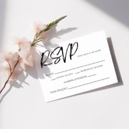 Moderne Minimalistische Zwart en Wit RSVP Kaart