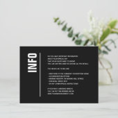 Moderne minimalistische zwart gewaagde bruiloft de informatiekaartje (Staand voorkant)