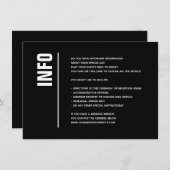 Moderne minimalistische zwart gewaagde bruiloft de informatiekaartje (Voorkant / Achterkant)