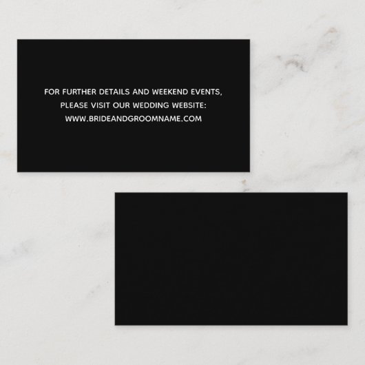 Moderne minimalistische zwart gewaagde bruiloft we informatiekaartje (Voorkant / Achterkant)