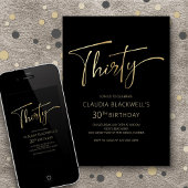 Moderne minimalistische zwart goud 30e verjaardag kaart