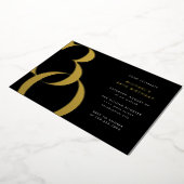 Moderne minimalistische zwart goud 30e verjaardags folie uitnodiging (Gedraaid)