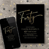 Moderne minimalistische zwart goud 40e verjaardag kaart